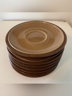 Denby Stoneware Cinnamon Plates Set of 8 Brown